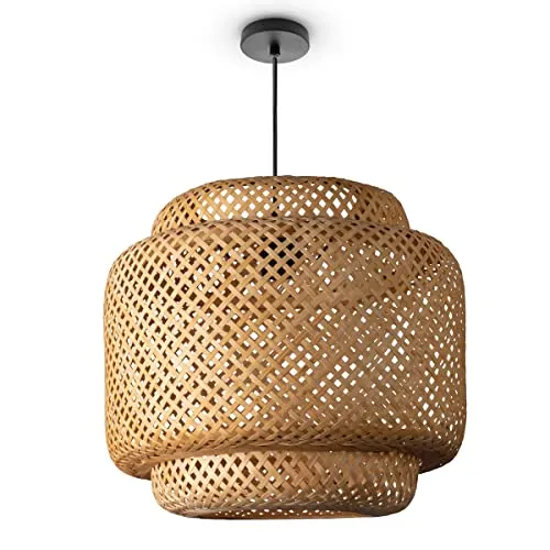 Paco Home Deckenlampe Bambus Hängelampe Ø40cm in beige von Paco Home