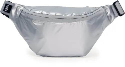LOQI Metallische Bauchtasche, Silber, Einheitsgröße, Metallische Bauchtasche