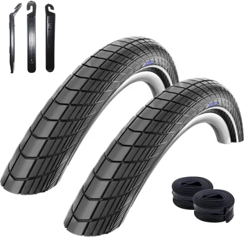 Schwalbe Big Apple Reflex Schwarz 60-622 (28 x 2,35)+ 2 Schwalbe Schläuche DV19 inkl. Reifenheber 2 x