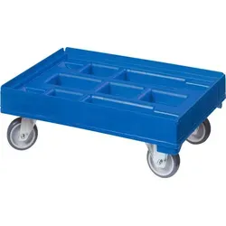 Logiplast Hygiene Transportroller für Kisten 60 x 40 cm - Robuster Hygienetransportroller mit 2 Bock- und 2 Lenkrollen, ideal für 600 x 400 mm Kisten. Pflegeleichte HDPE-Konstruktion, 300 kg Tragfähigkeit, perfekt für den täglichen Einsatz.
