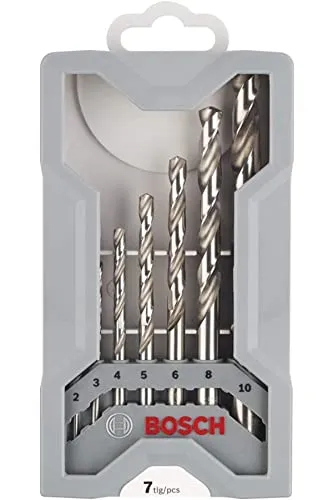 Bosch 7x PRO Metal HSS-G Spiralbohrer-Set (für Nichteisenmetalle, Stahl, Ø 2,0, 3,0, 4,0, 5,0, 6,0, 8,0, 10,0 mm, Professional Zubehör Bohrmaschine/Schrauber)