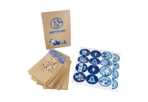 FC Schalke 04 DIY-Adventskalender zum Selberbasteln & Selbstbefüllen 24 Kraftpapiertüten mit Stickern