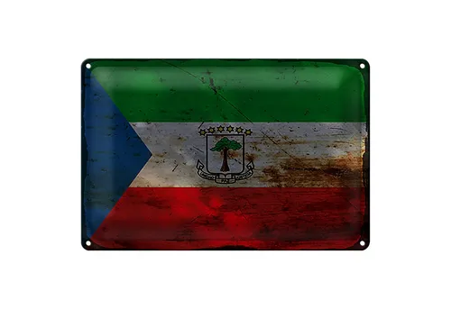 Roomando Metallschild Flagge Äquatorialguinea 18x12cm Flag Rost