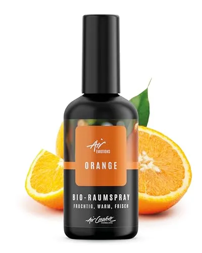 Air Creative® Raumspray Orange - fruchtiger Orangenduft - echtes Orangenöl in BIO-Qualität - positiv stimmender Raumduft - in eleganter schwarzer Glasflasche