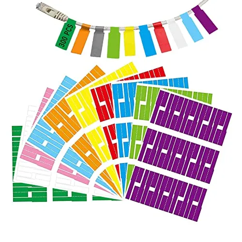 Produktbild Kabeletikett, 300 Stück Aufkleber kabel etiketten, 10 Farben, Reißfest Kabelbeschriftung, Wasserfest Kabelbeschriftung
