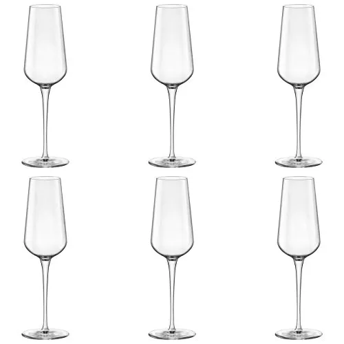 Bormioli Rocco Inalto Uno Champagnerflöten aus Glas, 285 ml, 6 Stück