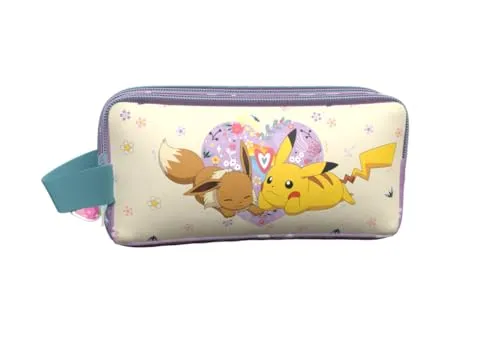 CyP Brands Pokémon, Federmäppchen, Schulbedarf, Schreibwaren, Blumen-Kollektion, Cremefarben, offizielles Produkt, cremefarben, Estandar, Casual