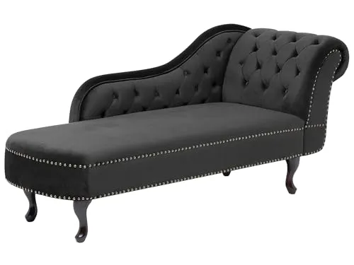 Produktbild Beliani Retro Chaiselongue Samtstoff schwarz Nimes