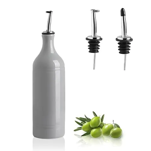 Sweejar Home Porzellan-Olivenölspenderflasche, blickdichte Ölmenge, schützt Öl, um Oxidation zu reduzieren, geeignet für die Lagerung von Öl, Sojasauce und anderen Flüssigkeiten, 460 ml (grau)