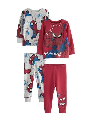 NEXT Jungen Kuschelpyjama, 2er-Pack Red/Navy Spiderman 80-86 - Bequemer 2er-Pack mit Spiderman-Motiven. Ideal für gemütliche Nächte, aus weichem Material für optimalen Tragekomfort.