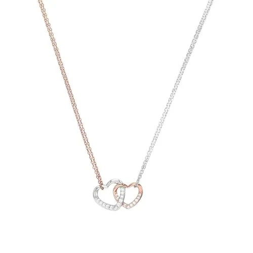 Amor Kette mit Anhänger 925 Sterling Silber - Elegante Bicolor Damen Halskette mit funkelndem Herz-Anhänger aus 925 Sterling Silber, individuell verstellbar von 42 bis 45 cm, perfekt für besondere Anlässe.