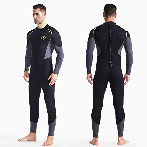 ZCCO Herren Neoprenanzug Ultra Stretch 1,5 mm Neopren Badeanzug, Ganzkörper-Tauchanzug mit Reißverschluss hinten, EIN Stück zum Schnorcheln, Tauchen, Schwimmen (1.5LT-schwarz, XL)