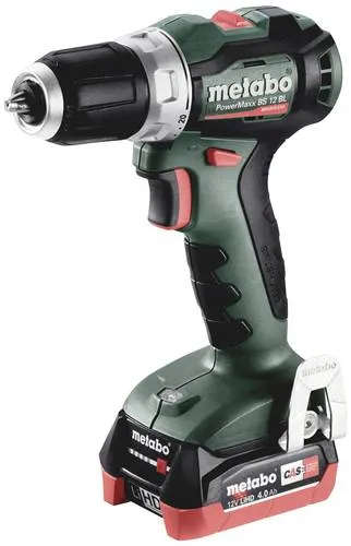 Metabo PowerMaxx BS 12 BL Akku-Bohrschrauber 2 x 4 Ah LiHD - Akkuschrauber mit 2 leistungsstarken 4 Ah LiHD Akkus, perfekt für präzises Arbeiten und lange Einsatzzeiten.
