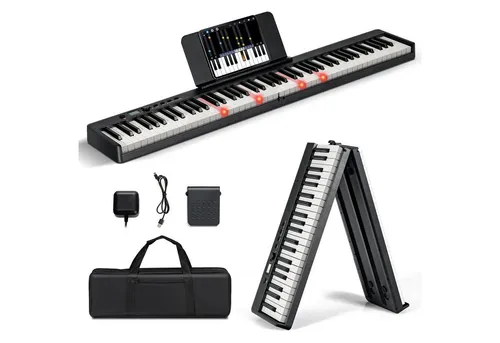 COSTWAY Home-Keyboard, 88 beleuchten Tasten, 2 Lehrmodi
