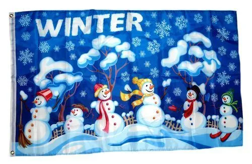 Flagge / Fahne Winter Schneemänner Hissflagge 90 x 150 cm