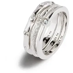 Elli Ring-Set Ringset Glas Kristalle Weiß (3 tlg) 925 Sterling Silber