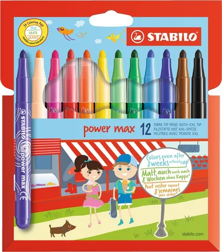STABILO Fasermaler power max rund 12er Karton Etui