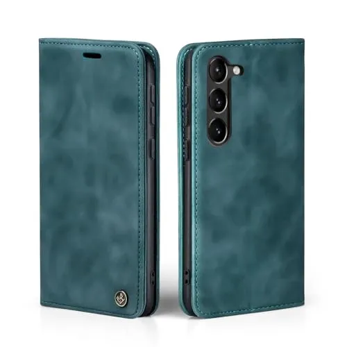 LBH Handyhülle für Samsung Galaxy S23 in Petrol Blau mit Karten- und Geldfach Smartphone Hülle mit Standfunktion Flip Case Schutzhülle Magnetverschluss Vintage