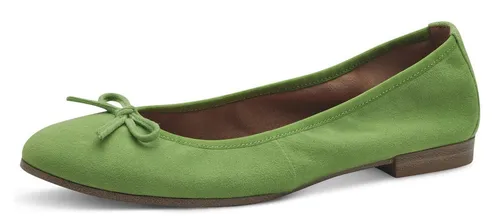 Tamaris Ballerina mit Blockabsatz und Zierschleife, Gr. 37, apfelgrün - Eleganter Schlupfschuh aus Ziegenveloursleder, perfekt für Business und Freizeit, bietet Tragekomfort und Stil.