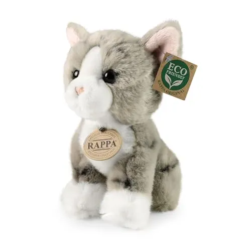 Teddys Rothenburg Kuscheltier Katze grau sitzend 18 cm Plüschkatze Plüschtier