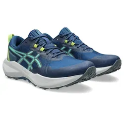 Asics GEL-VENTURE 11 Trailrunningschuh – Dämpfung und Grip für Trailrunning - Trailrunningschuh in Größe 44,5, Farbe TWILIGHT BLUE/AURORA GREEN. Mit profiliertem Gummi-Laufsohlenprofil und AMPLIFOAM PLUS Dämpfung für optimalen Komfort und Stabilität beim Laufen.