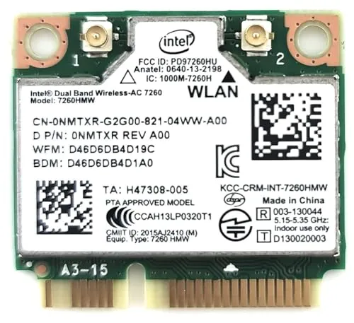 Intel 7260HMW AN Dual Band Wireless-AC 7260-PCIe WLAN / 802.11AC, Bluetooth 4.0 Mini-PCI-Karten