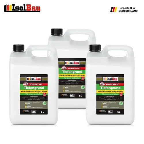 Isolbau Tiefengrund 15L Konzentrat - Innen- & Außenfarben, hochverdünnbar 1:4, sorgt für optimale Haftung und Hydrophobierung von Wänden und Böden.