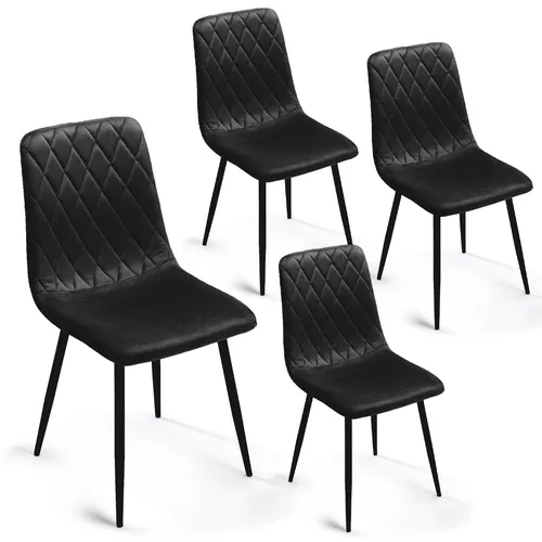 Lina® Elisia Esszimmerstuhl im modernen Design - Samt - Bequemer Stuhl für Ihr Esszimmer, hochwertiger Stoff, ergonomische Form - 4er Set - Schwarz