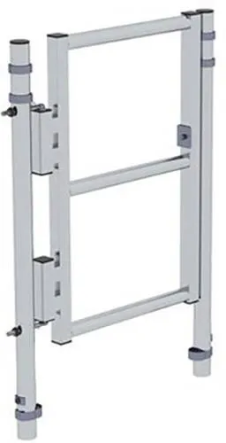 MUNK Sicherungstüre stirnseitig - Ausstiegsgeländer, umgerüstet für besondere Anforderungen, gefertigt nach DIN EN 1004 für maximale Sicherheit. Ideal für professionelle Anwendungen.