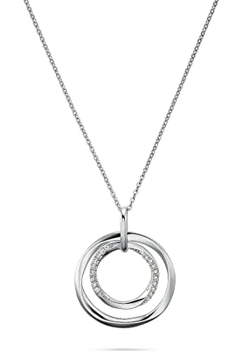 Amor Kette mit Anhänger Circles 2022057 - Elegante 70 cm lange Silber 925 Kette mit abnehmbarem Zirkonia-Anhänger, ideal für stilvolle Auftritte und besondere Anlässe.