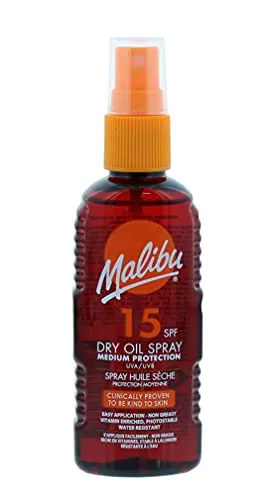 Malibu Wasserabweisendes, nicht fettendes Trockenöl mit mittlerem Schutz, Sonnenspray, LSF 15,100 ml