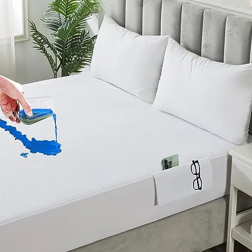 Matratzenschoner, wasserdicht, 160 x 200 cm, Höhe 30 cm, Spannbettlaken, hypoallergen, sehr atmungsaktiv, Schutz gegen Milben und Bakterien