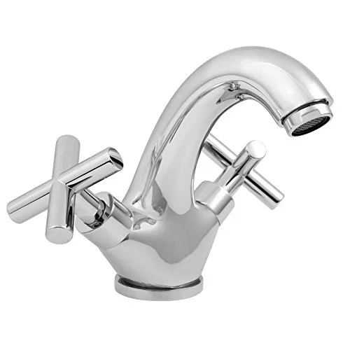 Welfenstein Waschtischarmatur WT-03 Zweigriffmischer mit Kreuzgriffen für Waschbecken
