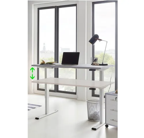 BMG Möbel Schreibtisch BMG Möbel Schreibtisch höhenverstellbar, eDition, 160 x 80 cm Gestell, 160 x 80 cm höhenverstellbar grau Gestell weiß