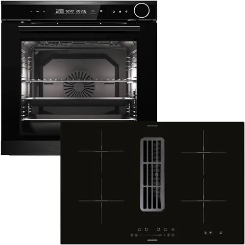 Oranier Dampf Einbau-Backofen Set EBD830 autark - 14 Funktionen & Induktionskochfeld 80 cm mit Kochfeldabzug KFA390-4 Kochzonen & Slider-Steuerung