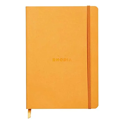 Rhodia 117465C Notizheft Rhodiarama mit weichem Umschlag, dot grid, 80 Blatt, 90 g elfenbeinfarbenes Papier, A5 148 x 210 mm, Lesezeichen, Innentasche,1 Stück,orange