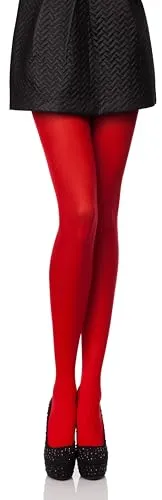 Antie Damen Mikrofaser Strumpfhose bunt blickdicht AN-122 60 DEN (Rot, XL (44-48))