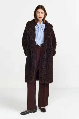 RICHROYAL Wolljacke braun S (36) - Funktionsjacke aus 100 % Polyester in edlem dark chocolate, ideal für stilvolle Outdoor-Aktivitäten und schützt vor Kälte.