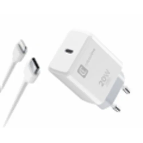 Cellularline 20W USB-C-Netzladegerät - Schnelles Aufladen für iPhone 8 und höher, inkl. 100 cm USB-C-zu-Lightning-Kabel und Überhitzungsschutz