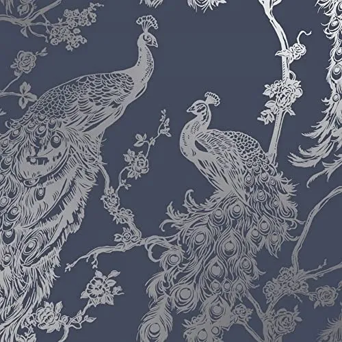 Holden Tapete, glitzernd, Pfau, marineblau, 12960