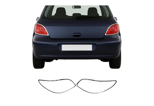 OMAC Zierleisten-Aufkleber Rücklicht Leisten für Peugeot 307 2001-2009 Chrom ABS Silber 2tlg, (2tlg), Langlebig,Einfache Reinigung,Einfache Installation,Rostbeständig