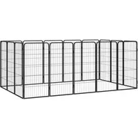 vidaXL 16-tlg. Hundelaufstall aus pulverbeschichtetem Stahl – Schwarz
