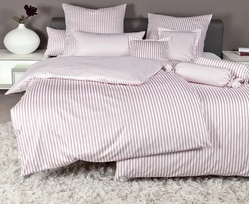Janine 3912 Mako Seidensatin Wendebettwäsche 155x200 cm - Kreiderose - Bettwäsche-Set aus 100% Mako-Baumwolle mit elegantem Seidenfinish, hautsympathisch und pflegeleicht. Ideal für einen erholsamen Schlaf, made in Germany.