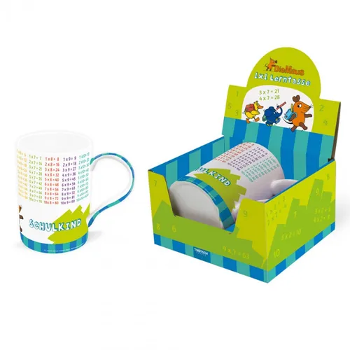Trötsch Die Maus Lieblingstasse Lerntasse 1x1 Die Maus: Schulanfang, aus Porzellan mit Geschenkverpackung: Kaffeetasse Teetasse Geschenkidee Geschenk Tasse