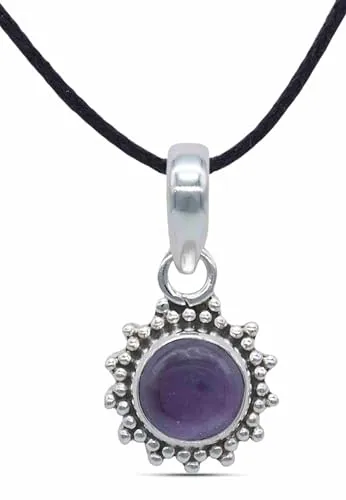 mantraroma Kettenanhänger 925 Silber Amethyst lila Stein Edelstein Damen Sterling Silber Halskette Anhänger Geschenk (MAH-126-01)