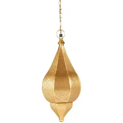 Marrakesch Deckenleuchte Kihana Gold - Orientalische Hängelampe aus handgefertigtem Metall, vereint traditionelles Design mit modernem Stil für ein einzigartiges Lichtspiel.
