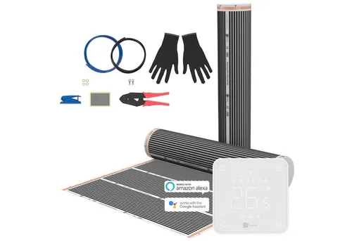 BR Bringer Infrarot Fußbodenheizung 150W m - Basis-Set mit Smart Thermostat, für optimale Wärmeverteilung und individuelle Temperaturregelung in jedem Raum