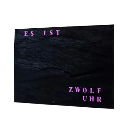 build-yours.de Wanduhr WordClock Jupiter Schiefer Optik - LED Wortuhr in Deutsch, stilvolles Design in grau und schwarz mit USB-Stromversorgung