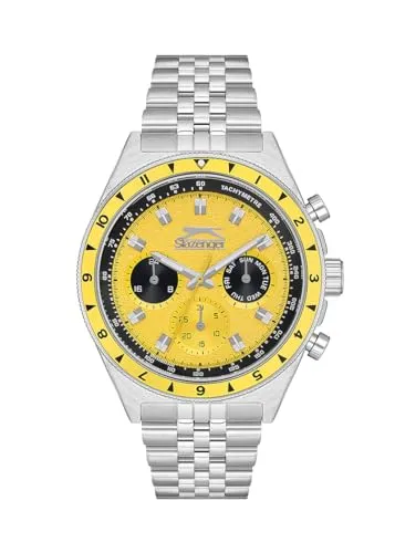 Slazenger, STAHLSCHUTZ, STAHLBÄNDER, Quartz, Multifunction, 45MM, Herren Armband, SL.09.2248.2, GELB, 45, Armband