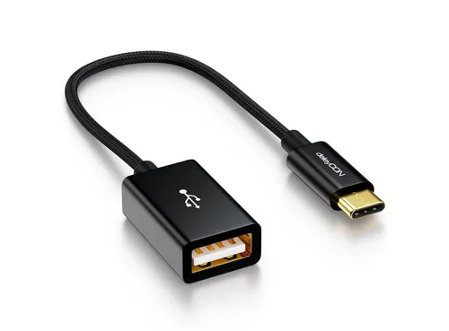 deleyCON deleyCON 0,1m USB C auf USB A OTG Adapter / Nylon + Metallstecker - Smartphone-Adapter